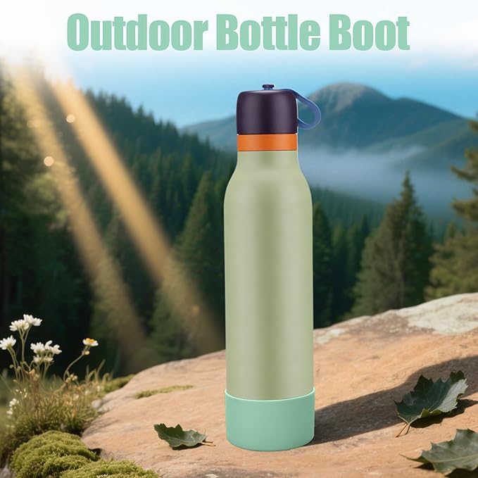 Mity rain 2PCS Silicone Boot for Owala FreeSip Twist Water Bottle, Anti-Slip, Noise-Reducing,Prevents Scratches(24oz Green)