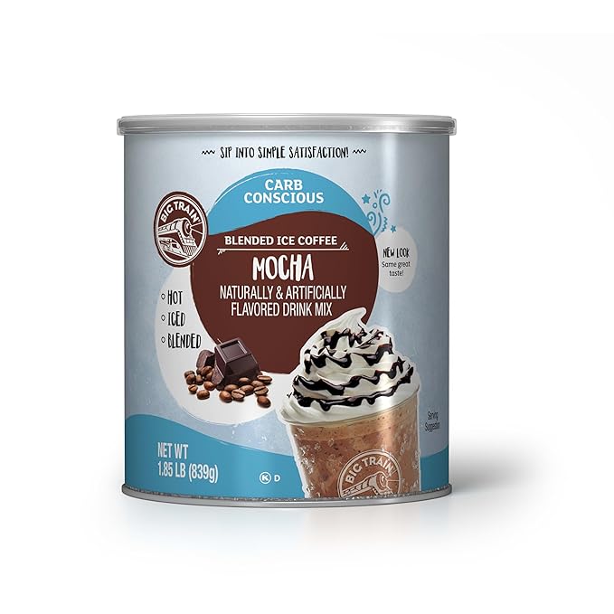 Big Train Low Carb Mocha Blended Ice Coffee Beverage Mix, 1.85 Pound (Pack of 1)