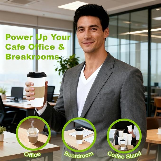 12 oz PLA White Disposable Cups 100 Packs Eco Conscious Leak Proof Sturdy for Hot Beverages Takeout