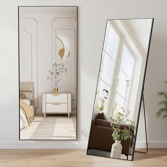 NEWBULIG Full Length Mirror, Upgraded Body Wall Mirrors with Shatter-Proof Glass, Floor Standing Mirror, Home Wall Decor