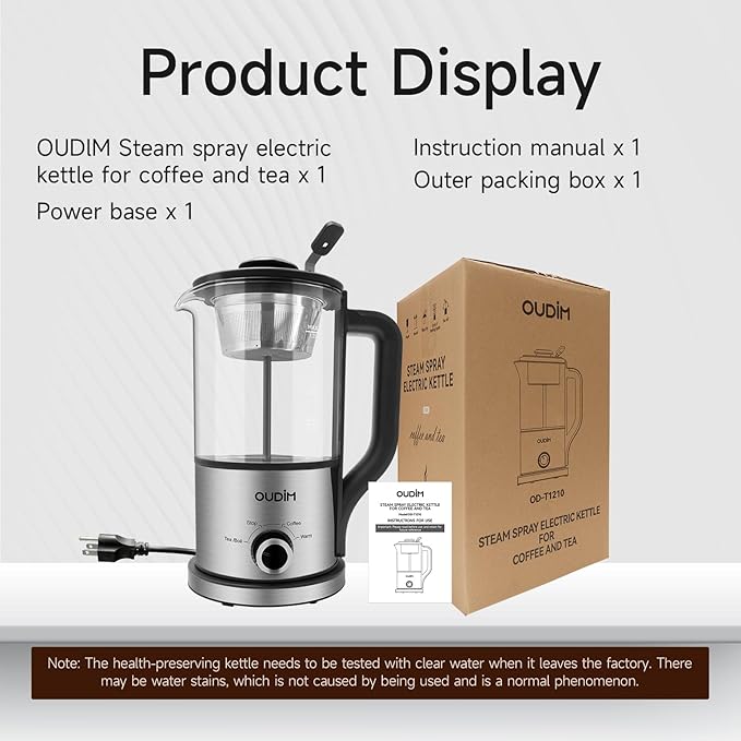 Drip Electric Coffee Maker, Electric Kettle, Watering Extracts, 600 Watts, 1.2L, BPA-free, Tea Free Kettle Coffee Press, Glass and Stainless Steel, Coffee Maker, Tea Kettle