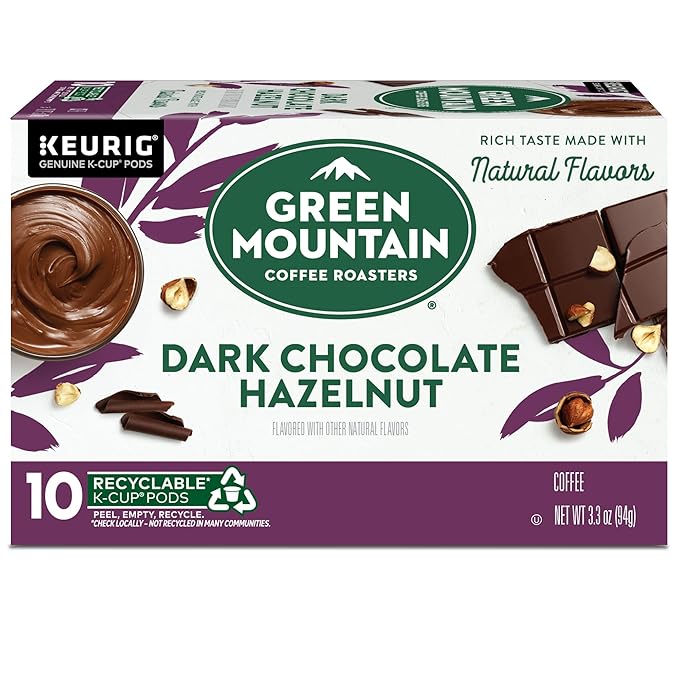Green Mountain Coffee Roasters Dark Chocolate Hazelnut Coffee, Keurig Single Serve K-Cup Pods, 72 Count (6 Packs of 12)