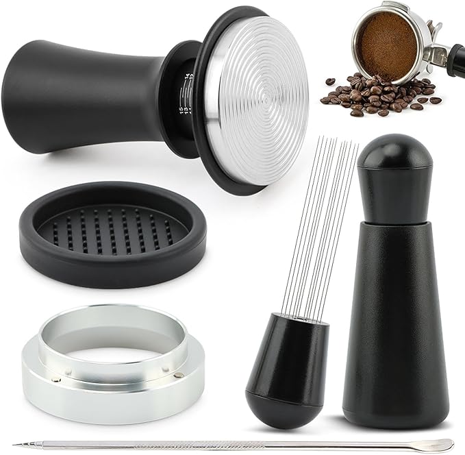 51mm Espresso Accessories Kit, Espresso Tamper Set, Spring Loaded Calibrated Tamper, WDT Tool and Dosing Funnel Set Fits Coffee Machines(COLOR:as shown)
