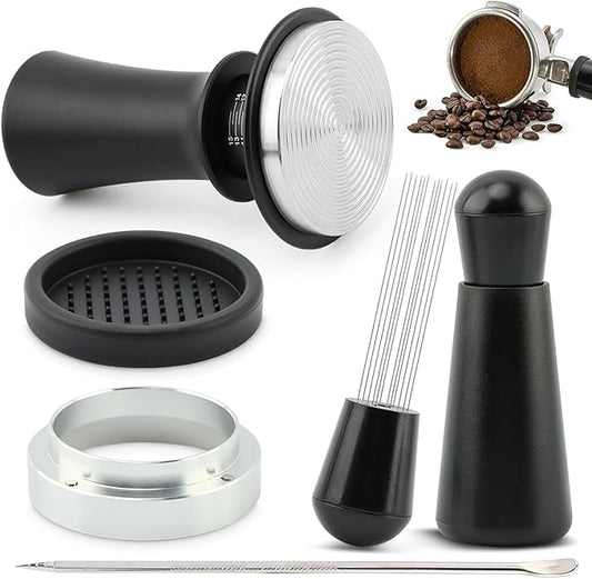 51mm Espresso Accessories Kit,Spring Loaded Calibrated Tamper, WDT Tool,Dosing Funnel,Distribution Needle,Latte Art Pin,Fits 51 mm Espresso Coffee Machines and Portafilter