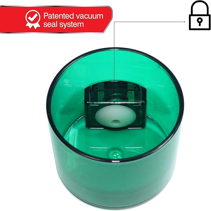 Vitavac - 5g to 20 grams Airtight Multi-Use Vacuum Seal Portable Storage Container for Dry Goods, Food, and Herbs - Green Tint