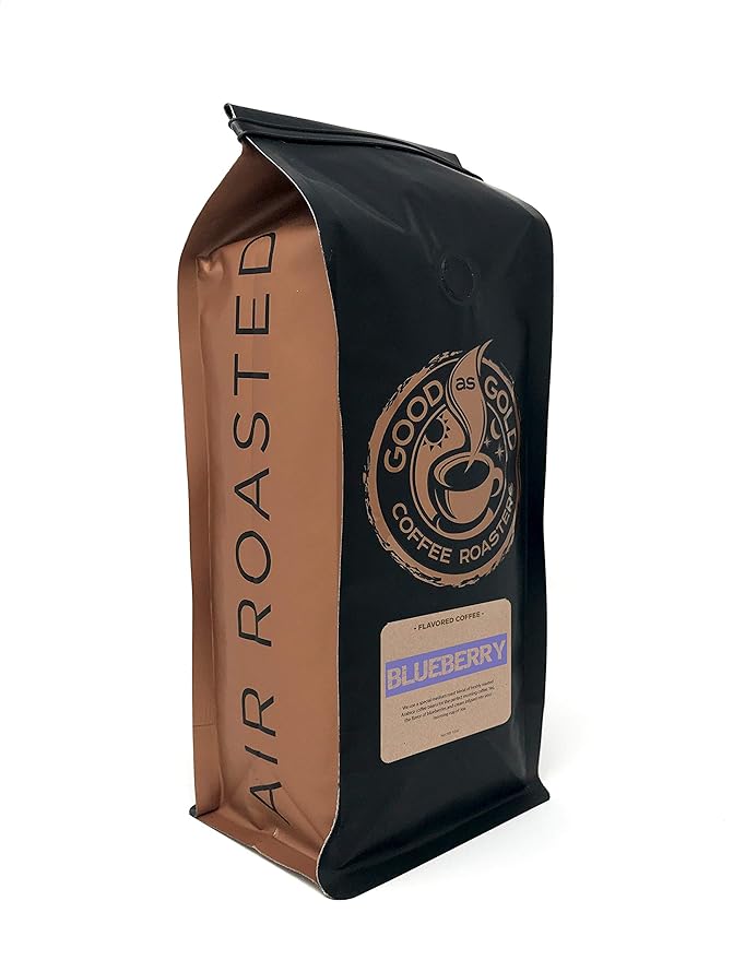 Good As Gold Coffee Roasters - Blueberry Flavored Whole Bean Coffee, 12 Oz