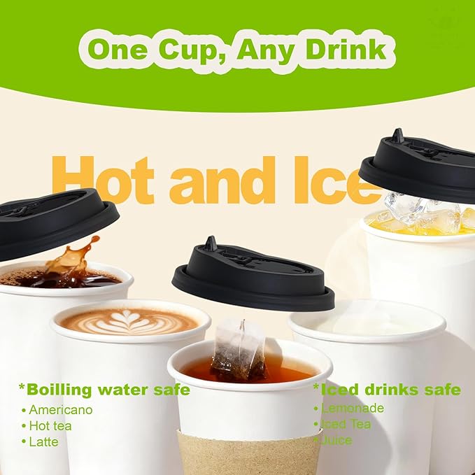 12 oz PLA White Disposable Cups 100 Packs Eco Conscious Leak Proof Sturdy for Hot Beverages Takeout