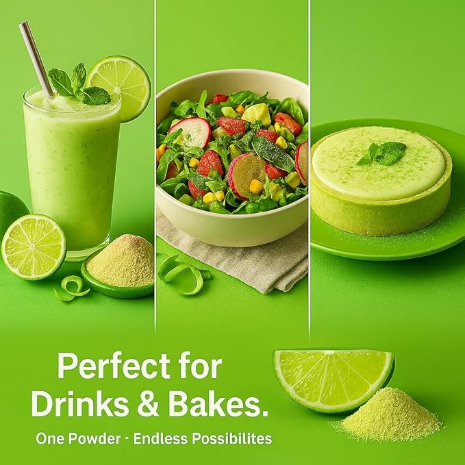 Confect Lime Powder | Pure & Natural Fruit Powder for Smoothies, Baking, Beverages, Juices, Tea & DIY Recipes | Vegan, Gluten-Free, No Added Sugar – 10 OZ