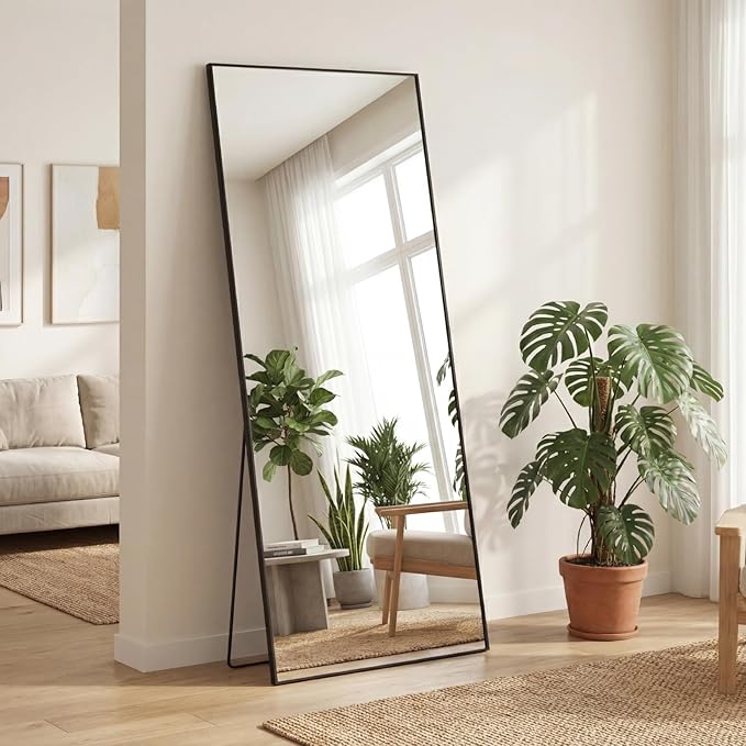 NEWBULIG Full Length Mirror, Upgraded Body Wall Mirrors with Shatter-Proof Glass, Floor Standing Mirror, Home Wall Decor
