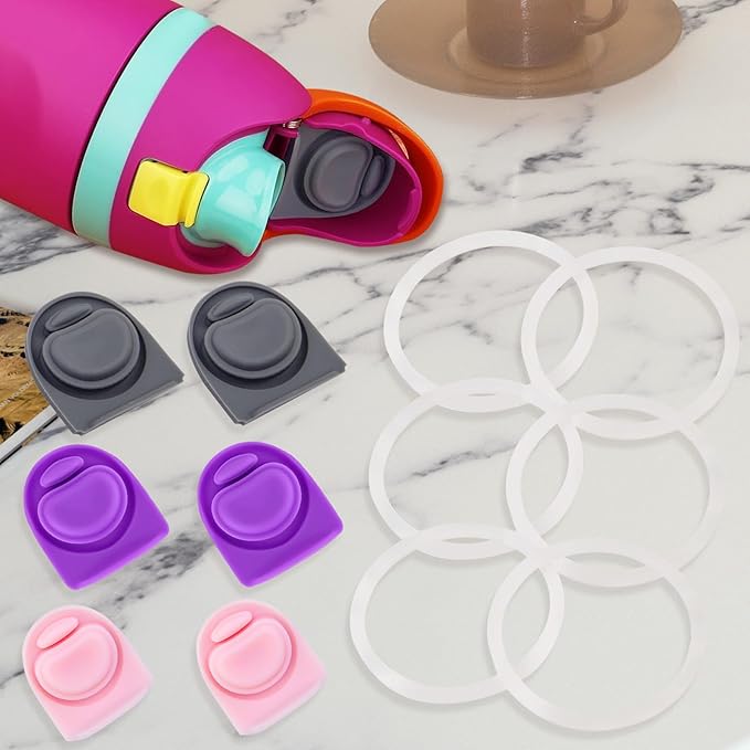 6 Sets Replacement Stopper and O Ring Gasket Compatible with Owala FreeSip 24oz 32oz,Water Bottle Lid Insert Cap Rubber Seal Parts for Owala 16/19/24/32/40oz Mouthpiece Accessories Z6S3