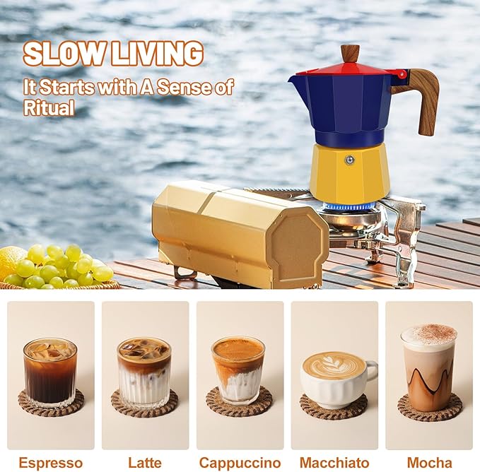 DITOSH 3 Cup Aluminum Espresso Stovetop Moka Pot Express Coffee Maker Percolator Italian Classic Mocha Coffee Machine for Italian and Cuban Cafe Brewing for Home & Camping 150ml 5oz