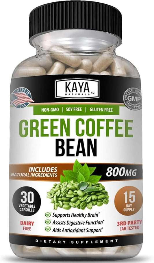 Kaya Naturals Green Coffee Bean Extract - Non-GMO, Gluten-Free Supplement (30 Count (Pack of 1)