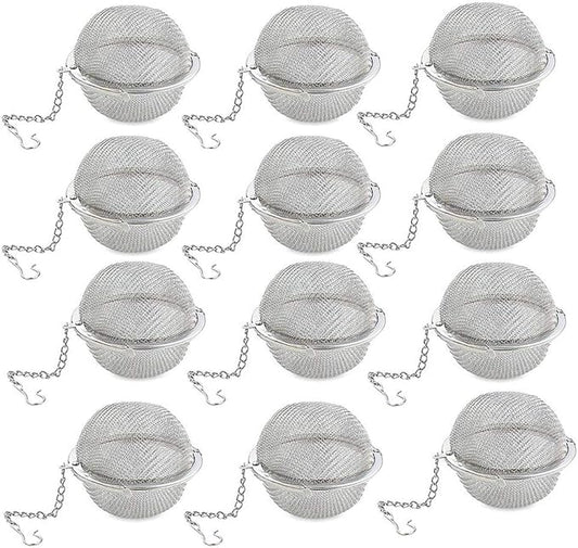 GOLF Tea Infuser,Extra Fine Mesh Tea Cup Filter Silicone Handle Stainless Steel Tea Strainer for Brew Loose Leaf Tea (12Pcs Tea Infuser)