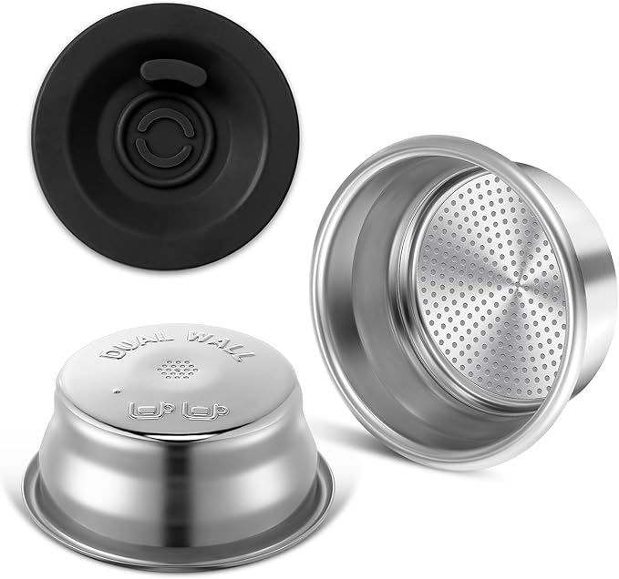 Dunkive 1 Pack 54mm Dual Wall Portafilter Basket Compatible with Breville Espresso Machines BES860XL/11.41, BES870, BES880, BES875, Two Cup Dual Wall Filter Replacement (Single Port,Black)