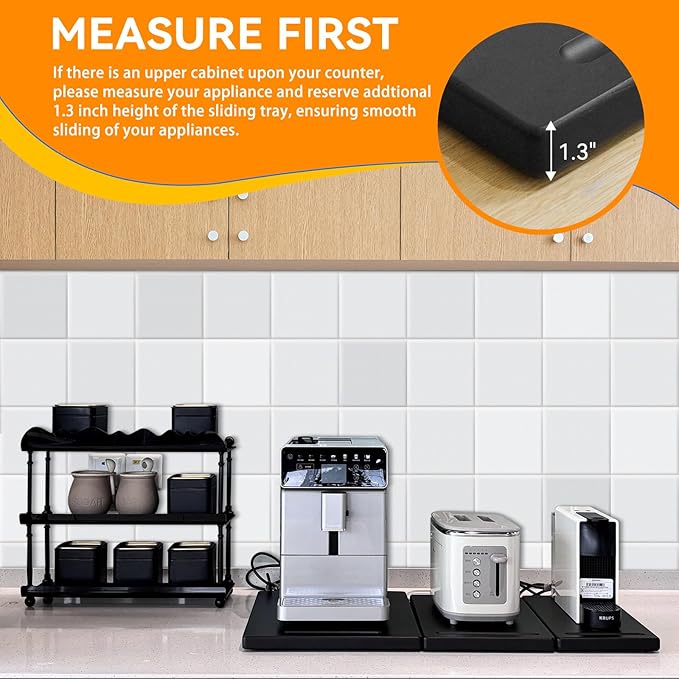 Wood Appliance Slider with 360' Wheels, 10.5"D x 13"W Sliding Tray for Coffee Maker & Heavy Kitchen Appliances,Countertop Appliance slider for Kitchen Appliance, Premium Wood Rolling Tray,No Assemble