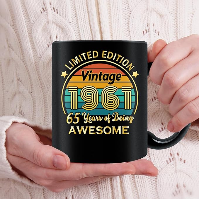 QUPT 65th Birthday Gifts for Women Men, 65th Birthday Gifts for Him, 1961 Birthday Gifts for Women Men, 65 Years Old Gifts, 1961 Birthday Gifts for Her Him, 65th Birthday Presents Coffee Mug