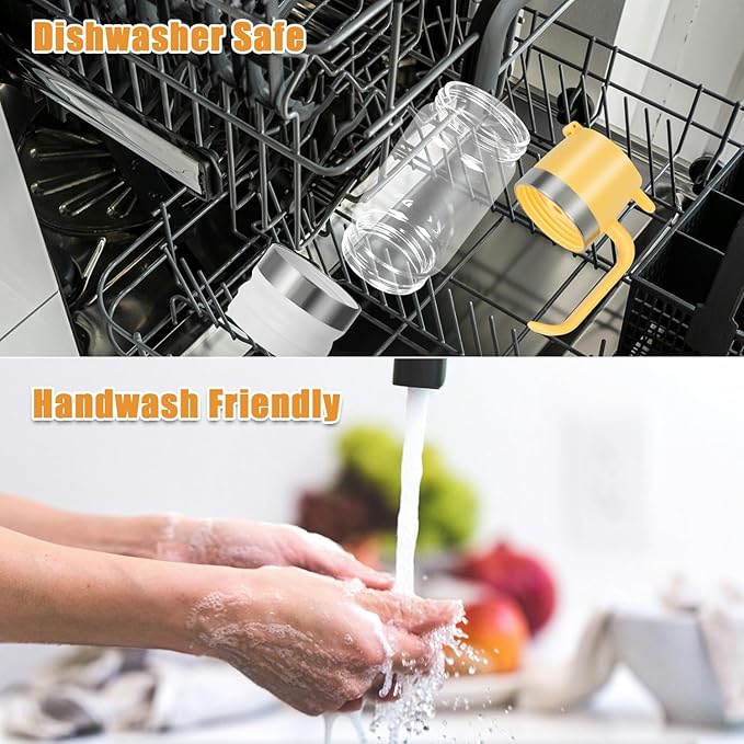 Ecopandy Honey Dispenser No Drip with Stand, 12 OZ Glass Honey Jar, Syrup Dispenser, Easy One Hand Use Honey Pot for Coffee or Tea, Mess Free Honey Dispenser for Syrup, Honey Container (2PCS Yellow)