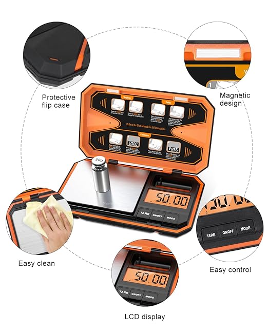AMIR Digital Pocket Scale, High-Precision 500g x 0.01g Mini Gram Scale with LCD Display, Digital Food Scale with Tare Function, 6 Unit Conversion for Food, Jewelry, Coins, Coffee