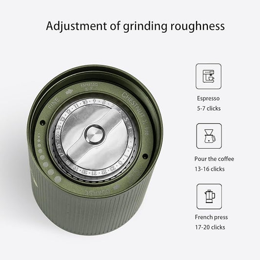 TIMEMORE Manual Coffee Grinder Chestnut Xlite Capacity 30g Household Hand Coffee Grinder High-precision External Adjustment Scale for Travel/Camping - Green