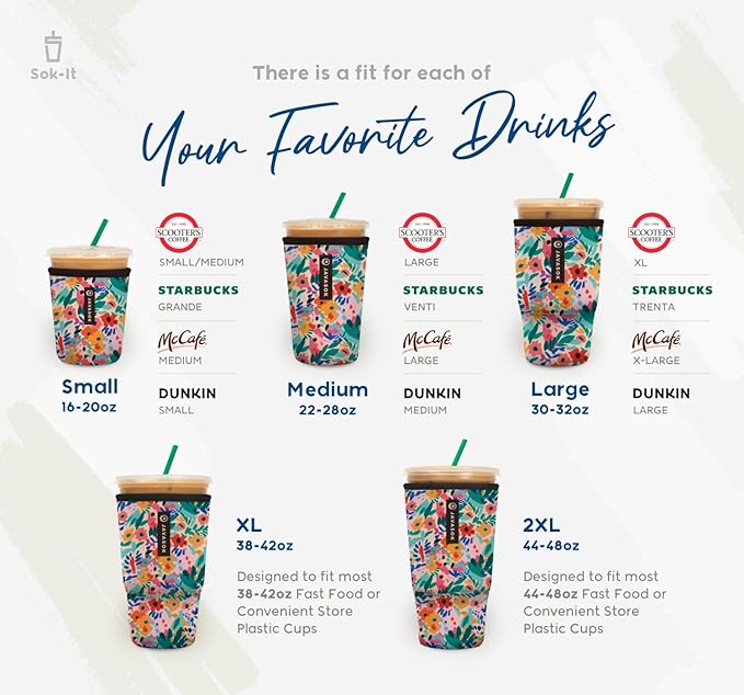 Sok It JavaSok Iced Coffee & Cold Soda Insulated Neoprene Cup Sleeve (Pumpkin Spice, Medium: 22-28oz)