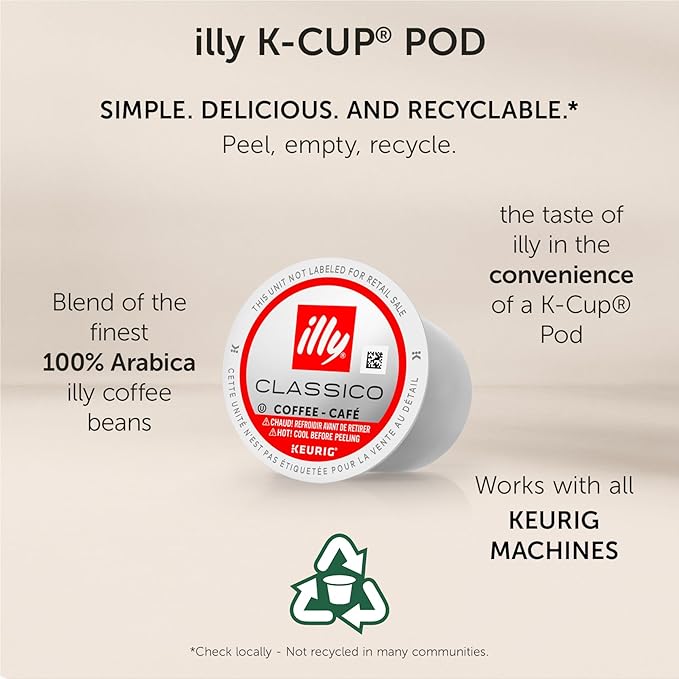 illy Coffee, Dark Roast, K-Cup for Keurig, 100% Arabica Bean Signature Italian Blend, Premium Gourmet Roast Single Serve Drip Coffee