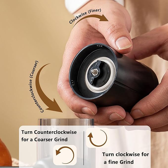 Manual Coffee Grinder with Ceramic Burr, Hand Coffee Bean Grinder with Adjustable Coarseness, Portable Coffee Mill for Espresso, Pour Over, French Press