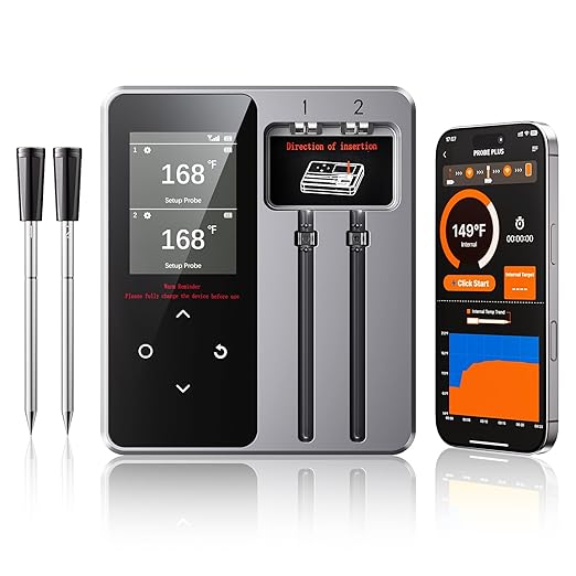 Newise Wireless Bluetooth Meat Thermometer - 2 Probes & App Control, Valentines Day Birthday Gifts for Men Him, Smart Digital Thermometer for Cooking, Oven, Smoker, BBQ, Grill