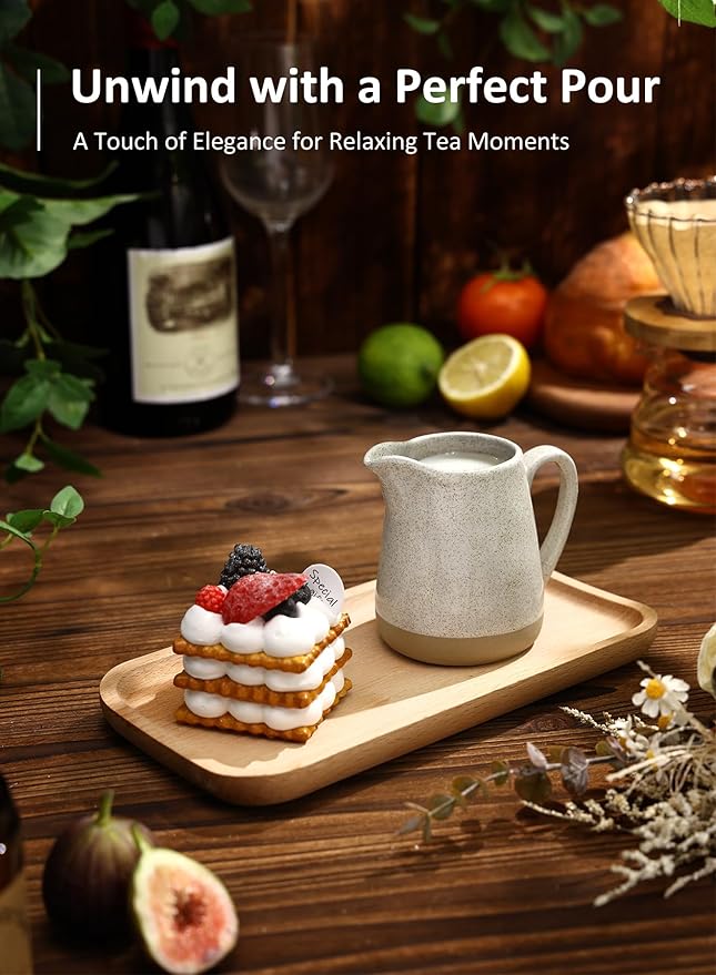 Yedio 9 oz Stoneware Creamer Pitcher – Small Milk Jug with Handle, Ceramic Creamer Cup Container for Coffee, Microwave & Freezer Safe