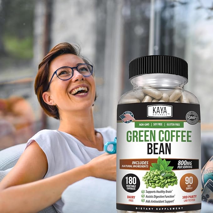 Kaya Naturals Green Coffee Bean Extract - Non-GMO, Gluten-Free Supplement 180 Count