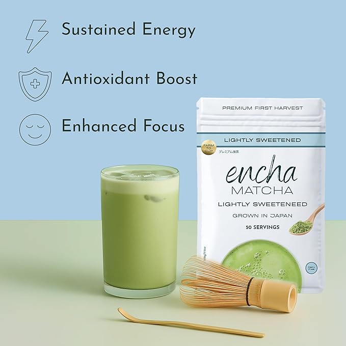 Encha Matcha Latte Powder Sweetened - Lightly Sweet Matcha Powder - First Harvest - Premium Japanese Matcha - 500g / 1.1lb