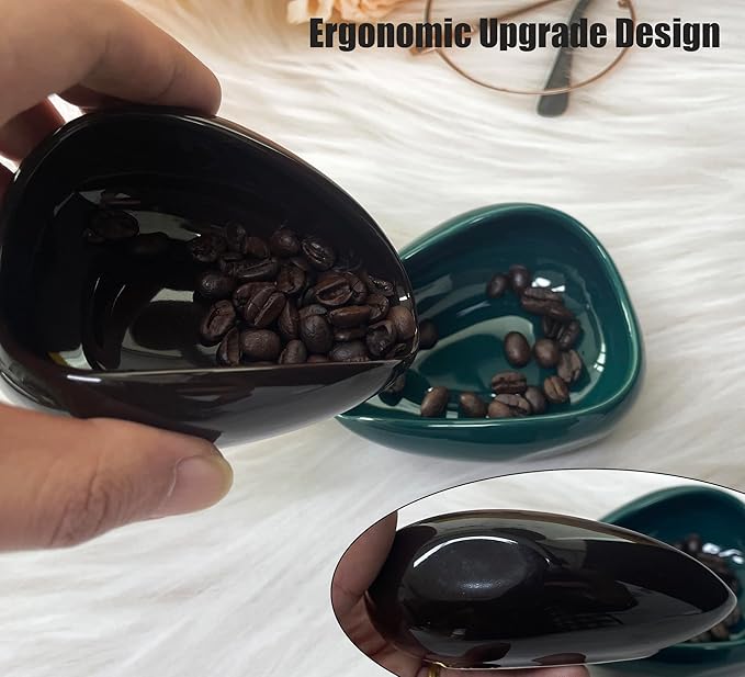 Newly Upgraded Coffee Bean Dosing Cup, Ceramic Dosing Dish for Coffee Beans, Ceramic Single Dose Measuring Tray, Coffee Bar Accessories (Solid Brown)