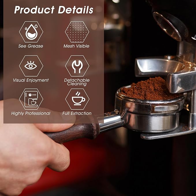 51mm Portafilter Basket, Double Layer Stainless Steel Coffee Filter, Double Cups 51mm Porous Filter for Coffee Machine Replacement Accessories, 2 Cups Capacity