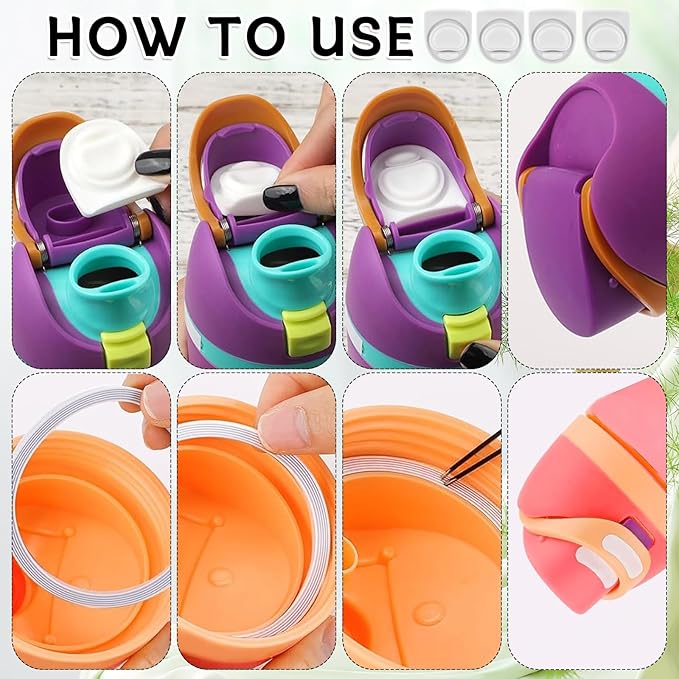 4 Sets Replacement Rubber Stopper and O Ring Gasket Compatible with Owala FreeSip 24oz 32oz,Water Bottle Lid Insert Cap Seal Parts for Owala 16/19/24/32/40oz Mouthpiece Accessories Z4K2