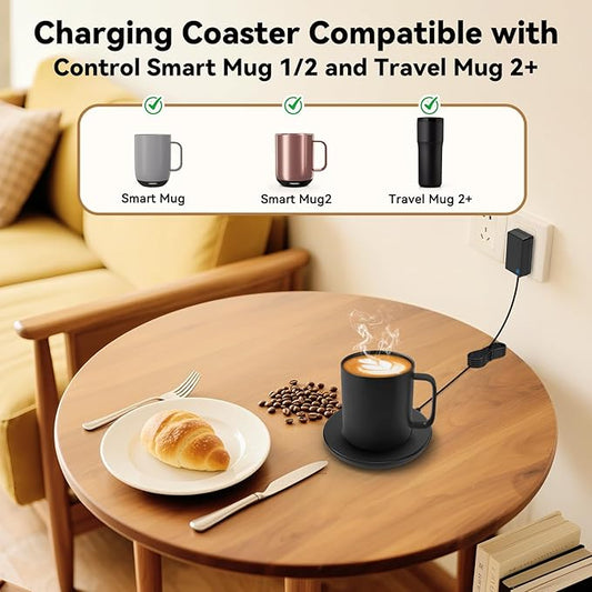 Replacement Charging Coaster 2 for Temperature Control Smart Mug 2,Mug1,Cisain Mug Power Cord Compatible with Em/BER Smart Cups (Black)