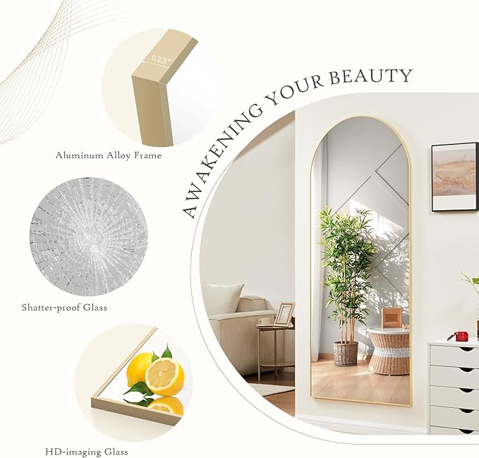 NEWBULIG Full Length Mirror, Upgraded Body Wall Mirrors with Shatter-Proof Glass, Floor Standing Mirror, Home Wall Decor