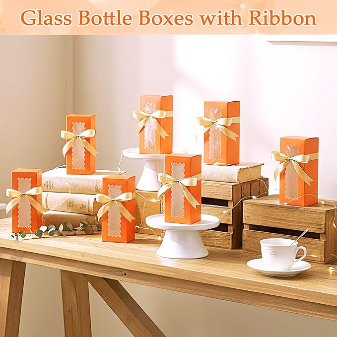 Windyun 100 Pcs Tumbler Gift Boxes for Sublimation Glass Exhibition Boxes Transparent for 12oz 16oz 20oz Shipping Cup Exhibition Packaging for Jars Mug Can Party Supplies(Orange)