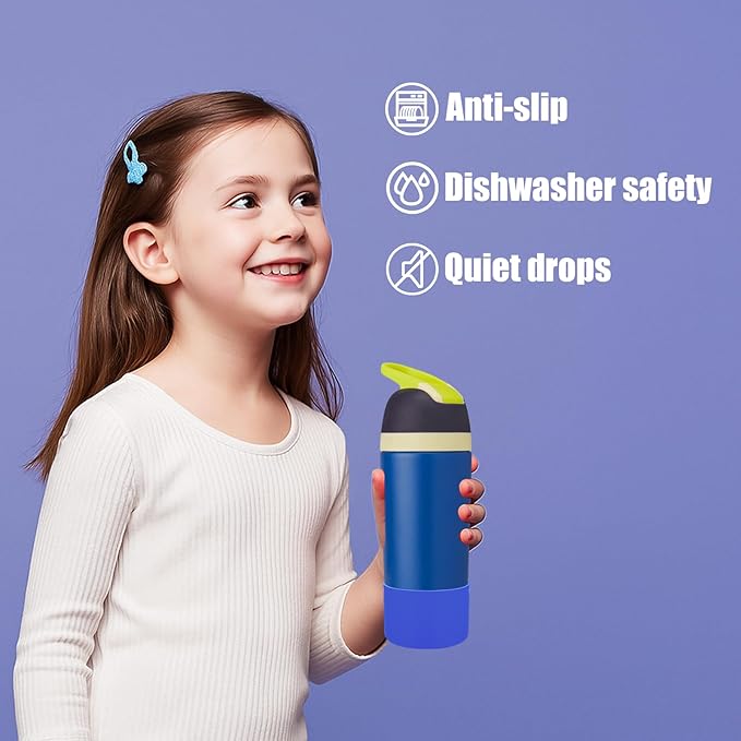 Mity rain 2PCS Protective Boot Compatible with Owala Kids Water Bottle 16 oz &14 oz, Silicone Boot Accessories for Owala Kids FreeSip 16oz & Flip 14oz (Blue)
