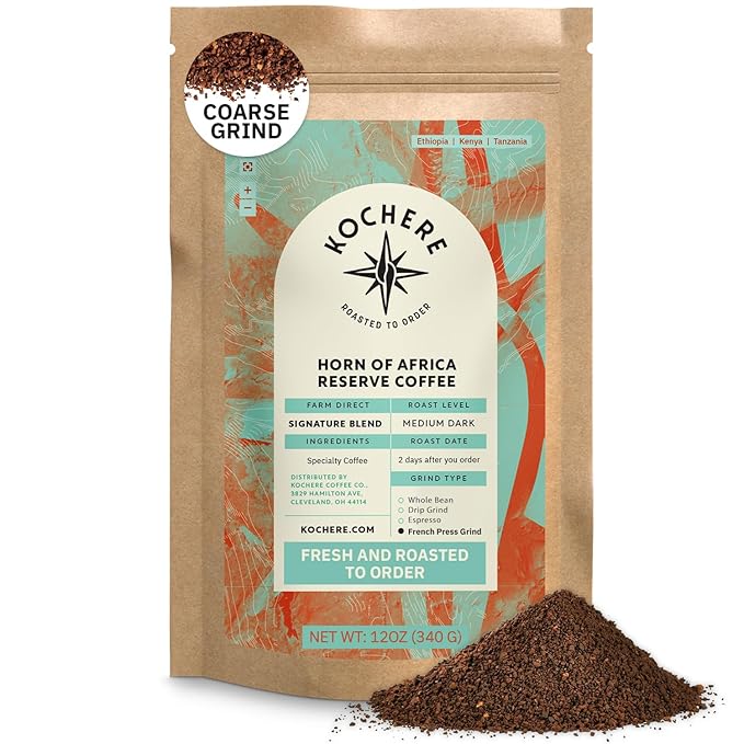 Horn of Africa Signature Reserve Espresso Blend - Medium Dark Roast Coffee Beans, Freshly Roasted To Order Ground Coffee, Specialty Grade, Fair Trade and Non-GMO African Espresso Beans - 12 oz