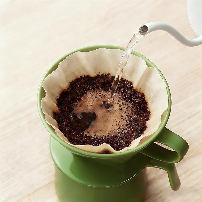 Handmade Pour Over Ceramic Coffee Dripper - Authentic Brewing Experience for Camping, Office, and Home (Dark Green)