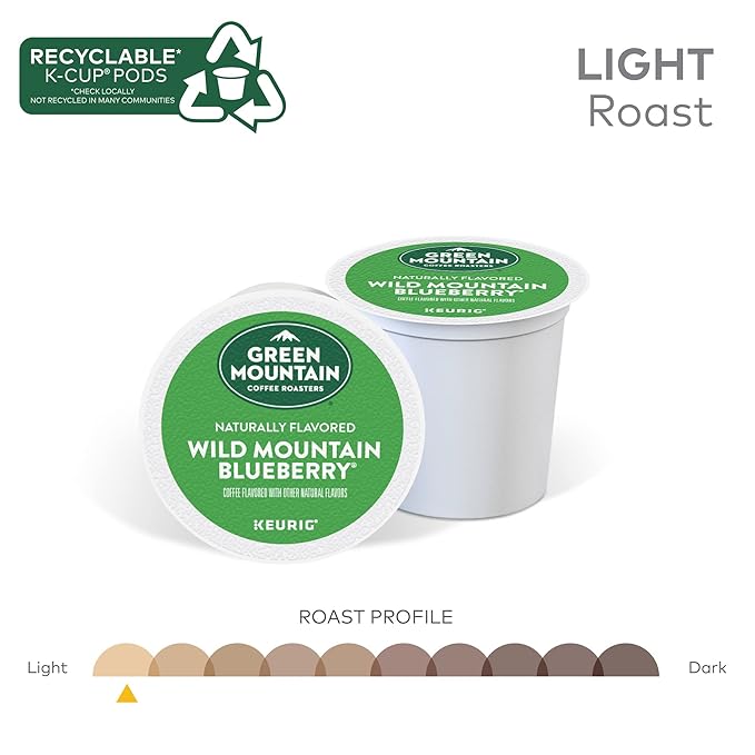 Green Mountain Coffee Roasters Wild Mountain Blueberry Keurig Single-Serve K-Cup pods, Light Roast Coffee, 72 Count