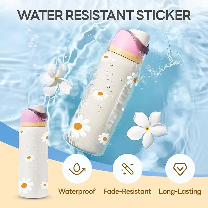 4PCS Daisy Stickers for Owala Water Bottle, Stickers Waterproof Compatible with Urban Outfitters Owala Bottles, Tumbler Cup Accessories Decal Decorate