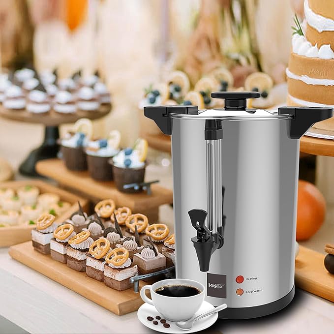 Valgus Commercial Stainless Steel Coffee Urn 135-Cup 20L Large Capacity Coffee Maker Electric Hot Water Bottles with Percolator Automatic Temperature Control for Large Events, Parties, Weddings