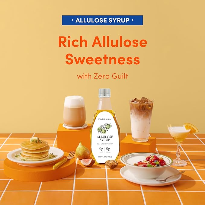 MONKSHUSHU Allulose Syrup 45.9 Fl Oz - Liquid Sweetener for Cooking, Baking, and Drinks - Keto Diet, Vegan friendly, Diabetes-Safe - Zero Calorie Sugar Substitute - Monk Fruit - Gluten Free, 0g Net Carbs, Non-GMO