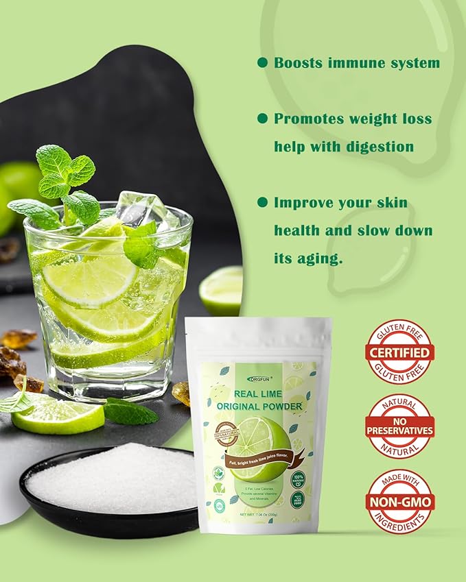 ORGFUN Freeze-Dried Lime Powder – 100% Pure, All Natural, Vegan, 7.06 oz