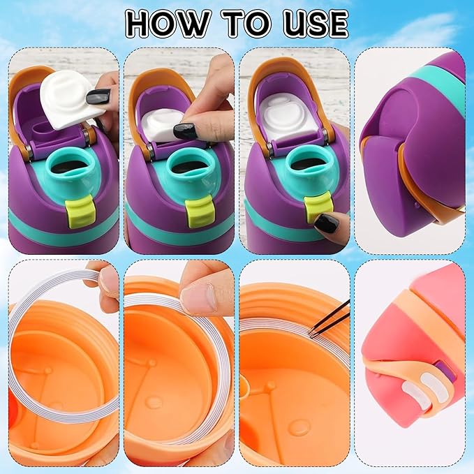 2 Sets Replacement Stopper and O Ring Gasket Compatible with Owala FreeSip 24oz 32oz,Water Bottle Lid Insert Cap Rubber Seal Parts for Owala 16/19/24/32/40oz Mouthpiece Accessories