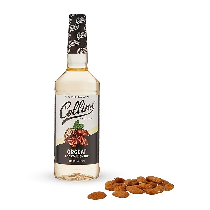 Collins Orgeat Syrup, Almond Syrup for Coffee, Tiki Drinks and Mai Tais, Cocktail Mixer with Floral Notes, 32 Ounces, Set of 1