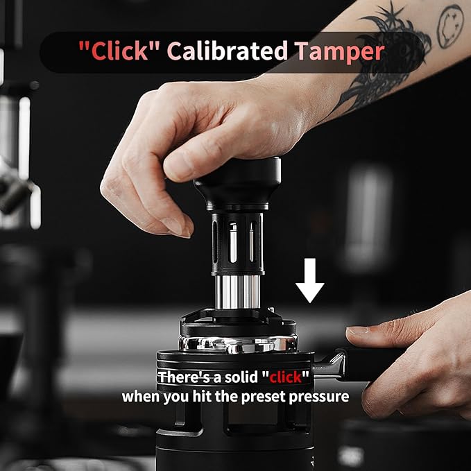 MHW-3BOMBER Espresso Tamper, 58mm-Spring-Loaded Coffee Tamper with Sound Feedback, Barista 58mm Tamper for Breville, Tamper for Espresso Machine, Flat Base YU Series, T6162F-OS