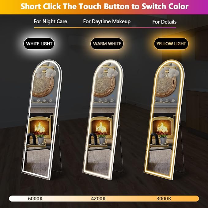 NEWBULIG Full Length Mirror, Upgraded Body Wall Mirrors with Shatter-Proof Glass, Floor Standing Mirror, Home Wall Decor