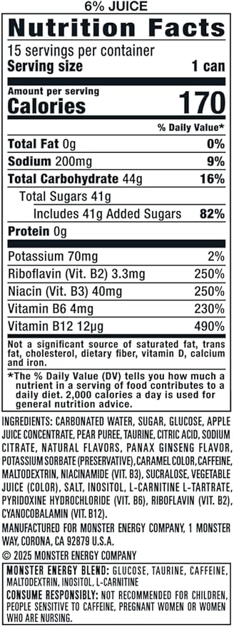Monster Energy Juice Bad Apple, Energy + Juice, Energy Drink, 16 Ounce (Pack of 15)