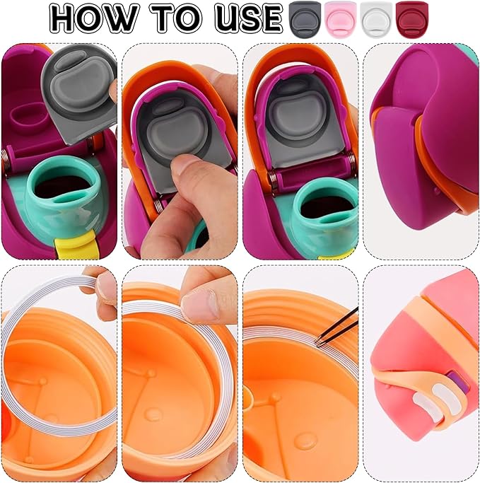 4 Sets Replacement Seal Gasket Stoppers for Owala Freesip Cap Mouth,Silicone O Sealing Ring Parts Water Bottle Top Lid Accessories for Owala Freesip 16/19/24/32/40oz（4 Colors 4）
